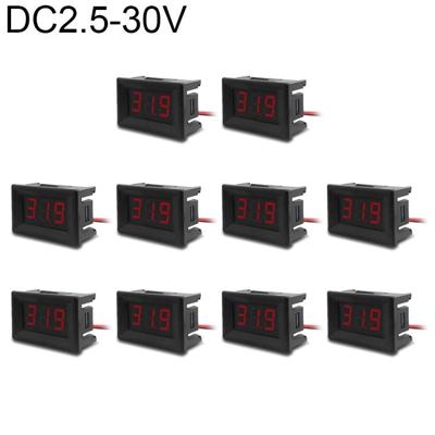 10 stuks 0 36 inch 2 draden digitale Voltage Meter met Shell licht kleurendisplay maatregel Voltage: DC 2.5-30V (rood)