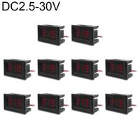 10 stuks 0 36 inch 2 draden digitale Voltage Meter met Shell licht kleurendisplay maatregel Voltage: DC 2.5-30V (rood) - thumbnail