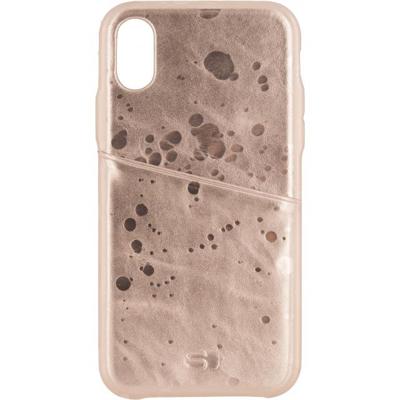 Senza Glam Leather Cover with Card Slot Apple iPhone X/Xs Metallic Rosé