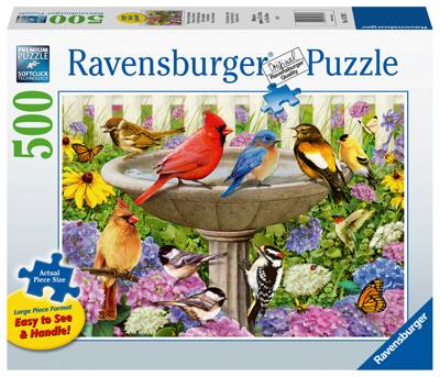 Ravensburger legpuzzel bij het vogelbadje, 500st. Ravensburger legpuzzel bij het vogelbadje, 500st.