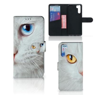 OPPO A91 | Reno3 | Telefoonhoesje | Met pasjeshouder | Witte Kat OPPO A91 | Reno3 | Telefoonhoesje | Met pasjeshouder | Witte Kat