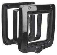 Trixie 4-weg kattenluik inclusief tunnelstuk zwart - thumbnail