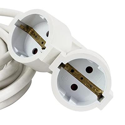 Verlengsnoer wit 5 meter 2 stopcontacten haakse stekker kinderveilig 3x1.5mm²