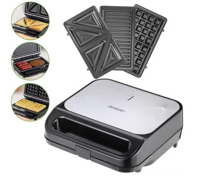 Sandwichmaker 3in1 Zwart/Zilver 1000W Sandwichmaker 3in1 Zwart/Zilver 1000W