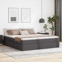 Opbergbed met matras met matras Grijs 180 x 200 cm Nep Leer - thumbnail
