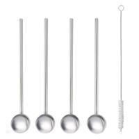Metaltex Cocktaillelepel Rietjes + Borstel RVS 5-delig - thumbnail