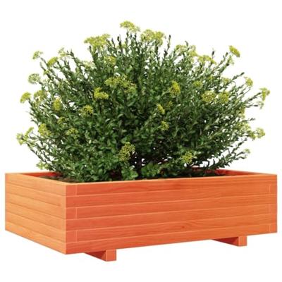 VidaXL Plantenbak 90x60x26,5 cm massief grenenhout wasbruin