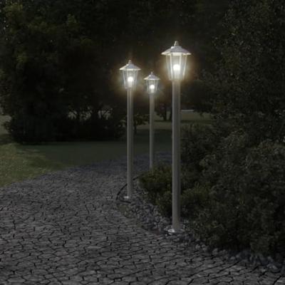 Vloerlamp voor buiten 3 st 120 cm roestvrijstaal zilverkleurig Vloerlamp voor buiten 3 st 120 cm roestvrijstaal zilverkleurig