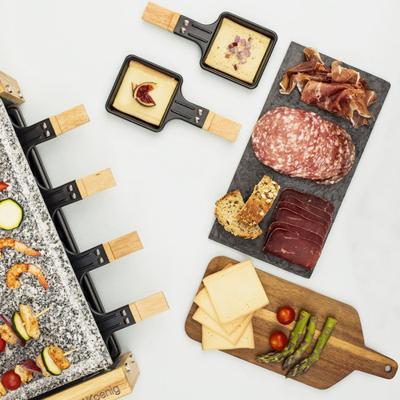 HKoeNIG raclette/grillapparaat - 8 personen - Houten design - Kookoppervlak 38x19,5 cm - Vermogen 1200W
