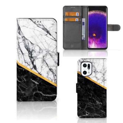 OPPO Find X5 Pro | Bookcase | Marmer Wit Zwart - Origineel Cadeau Man