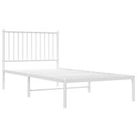 Bedframe met hoofdbord metaal wit 90x190 cm - thumbnail