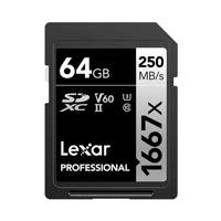 Lexar 1667X 64GB 250MB/s Professional U3 V60 UHS-II SDXC Geheugenkaart - thumbnail