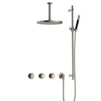 Hotbath Cobber X - CX7067 - Inbouw Regendoucheset - Geborsteld Nikkel - 2 Stopkranen - Thermostatisch - Plafondbuis 15 cm - Hoofddouche 300 mm - Staafhanddouche - Glijstang 900 mm - met M106 - Waterbesparend - thumbnail
