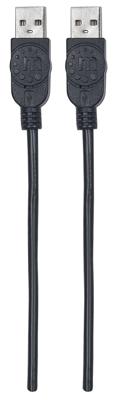 Manhattan 353892 USB-kabel USB 2.0 USB-A stekker, USB-A stekker 1.00 m Zwart Folie afscherming, UL gecertificeerd, Vergulde steekcontacten
