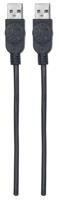 Manhattan 353892 USB-kabel USB 2.0 USB-A stekker, USB-A stekker 1.00 m Zwart Folie afscherming, UL gecertificeerd, Vergulde steekcontacten - thumbnail