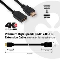 Club 3D premium high speed hdmi 2.0 extension kabel (zwart, 3 meter, cac-1321) - thumbnail