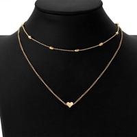Sieraden Vintage eenvoudige koperen hart Multi-Layer Clavicle ketting groothandel ketting (goud) - thumbnail