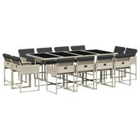 13-delige Tuinset met kussens poly rattan lichtgrijs - thumbnail