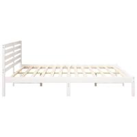 Bedframe met hoofdeinde Wit 200 x 200 cm Massief grenenhout - thumbnail
