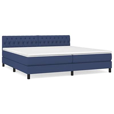 Boxspring met matras stof blauw 200x200 cm