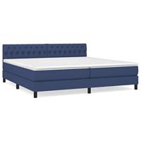 Boxspring met matras stof blauw 200x200 cm - thumbnail