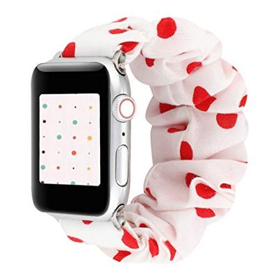 Elastisch scrunchie nylon bandje - Rode stippen - Geschikt voor Apple Watch 38mm / 40mm / 41mm / 42mm Elastisch scrunchie nylon bandje - Rode stippen - Geschikt voor Apple Watch 38mm / 40mm / 41mm / 42mm