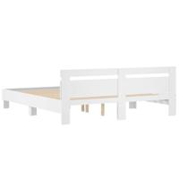 Bedframe met hoofdeinde bewerkt hout wit 200x200 cm - thumbnail