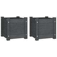 VidaXL Plantenbakken 2 st 31x31x31 cm massief grenenhout grijs - thumbnail
