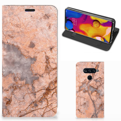 LG V40 Thinq | Standcase | Marmer Oranje
