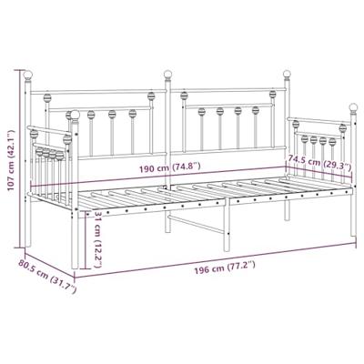 Bedframe voor een daybed met hoofdeinde Zwart 75 x 190 cm Staal