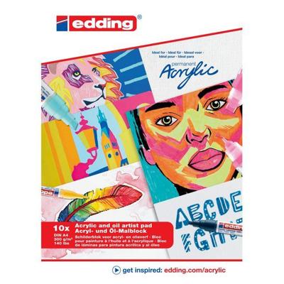 Olie- en Acrylblok edding 30010 A4 10 vel 300 gram wit | 15 stuks Olie- en Acrylblok edding 30010 A4 10 vel 300 gram wit | 15 stuks