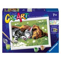 Ravensburger CreArt Schilderen op nummer slapende katten en honden - thumbnail