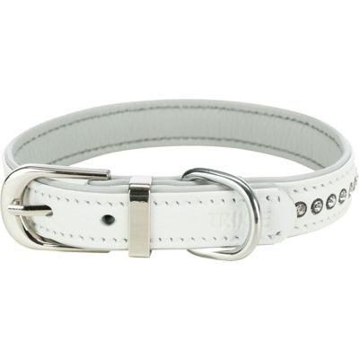 TRIXIE HALSBAND HOND ACTIVE COMFORT MET STRASS STEENTJES LEER ROZE 17-21X1,2 CM