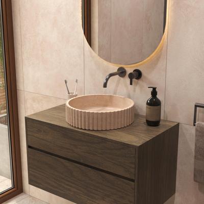 Salenzi Travertin Light Waskom 40x40x10cm Geribbeld Opbouwmodel Salenzi Travertin Light Waskom 40x40x10cm Geribbeld Opbouwmodel