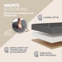 Opvouwbare Zitbank met opbergruimte en deksel - 115cm - Donkergrijs - thumbnail