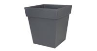 EDA Toscane vierkante bloempot - 39 x 39 x H 39 cm - 38 L - Antracietgrijs - thumbnail