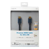 LogiLink CHB005 HDMI-kabel HDMI Aansluitkabel HDMI-A-stekker, HDMI-A-stekker 3.00 m Zwart 4K UHD - thumbnail