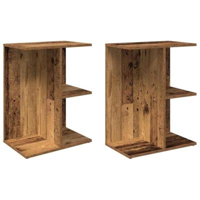 Nachtkastjes 2 st 46,5x29x61 cm bewerkt hout oud houtkleurig Nachtkastjes 2 st 46,5x29x61 cm bewerkt hout oud houtkleurig