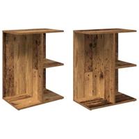 Nachtkastjes 2 st 46,5x29x61 cm bewerkt hout oud houtkleurig - thumbnail