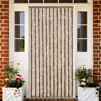 VidaXL Vliegengordijn 100x230 cm chenille donkerbruin en beige - thumbnail