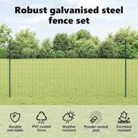 VidaXL Hek met paal groen 1,2 x 25 m staal en pvc - thumbnail