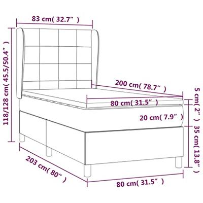 Boxspring met matras stof donkerbruin 80x200 cm