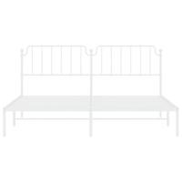 Bedframe met hoofdbord metaal wit 193x203 cm - thumbnail