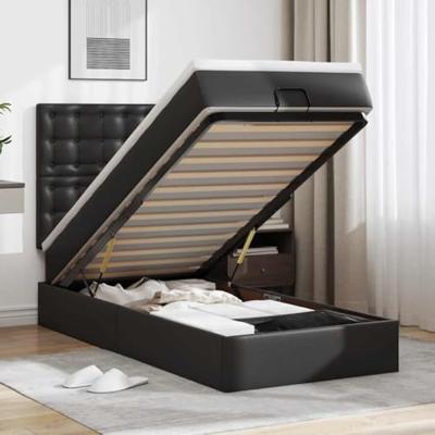 Ottomaanse bed met matras 90x190cm kunstleer zwart