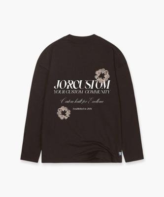 Jorcustom Flowers Longsleeve T-Shirt Heren Bruin - Maat S - Kleur: Bruin | Soccerfanshop