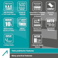 ACE AF-33 Alcoholtester Donkergrijs 0.00 tot 5.00 ‰ Incl. display - thumbnail