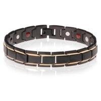 Magnetische heren armband Edelstaal Mat Zwart met goudkleurig - thumbnail