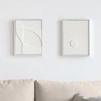 Kave Home Wandpaneel 'Brunella' Wit reliëf, canvas 30 x 40cm, Set van 2 stuks - thumbnail