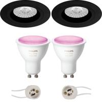 Pragmi Rodos Pro - Inbouw Rond - Mat Zwart - Ø93mm - Philips Hue - LED Spot Set GU10 - White and Color Ambiance - Bluetooth - thumbnail