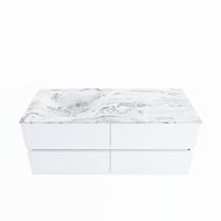 MONDIAZ VICA-DLUX 120cm badmeubel onderkast Talc 4 lades. Inbouw wastafel CLOUD links zonder kraangat, kleur Glace. - thumbnail
